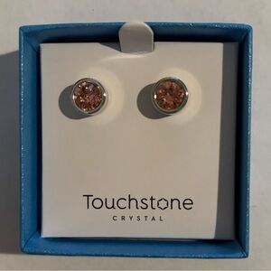Touchstone Crystal Rose Peach Ice Earrings NIB